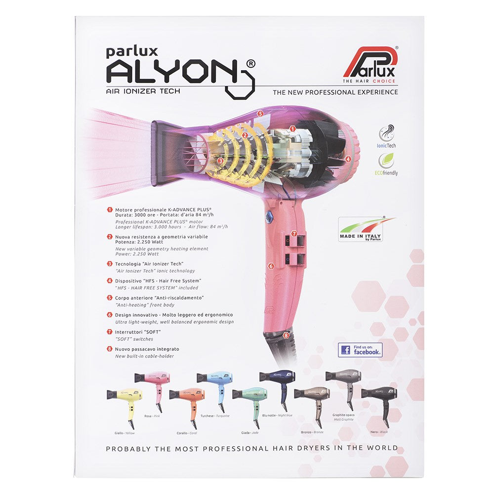 Parlux Alyon Air Ionizer Tech Hair Dryer Pink | Barber Outlet
