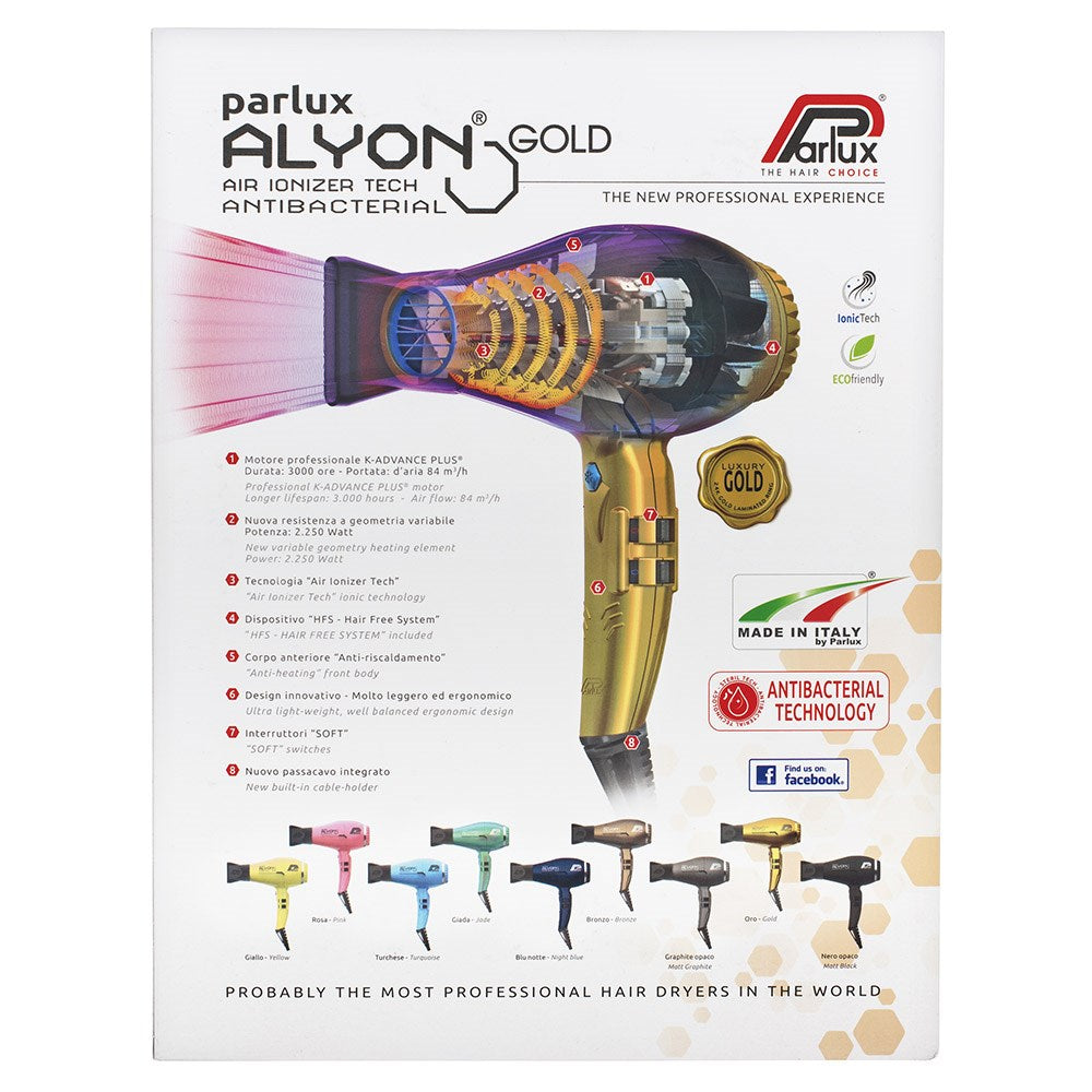 Parlux Alyon 2250W Hair Dryer Gold | Barber Outlet