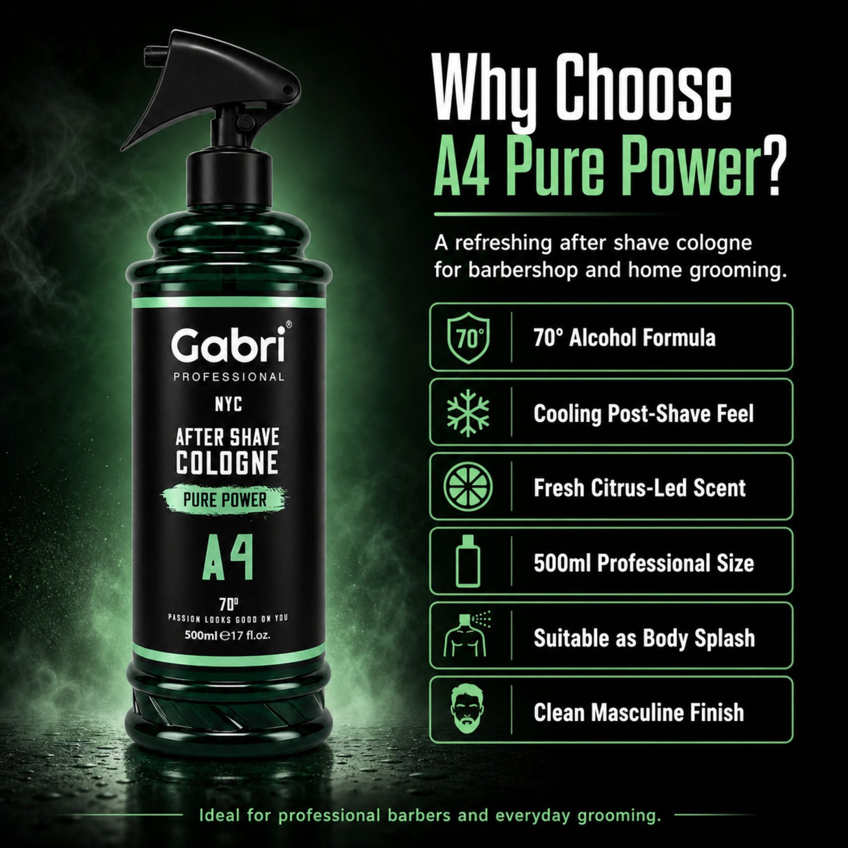 Gabri Professional - A4 After Shave Cologne Pure Power 500ml