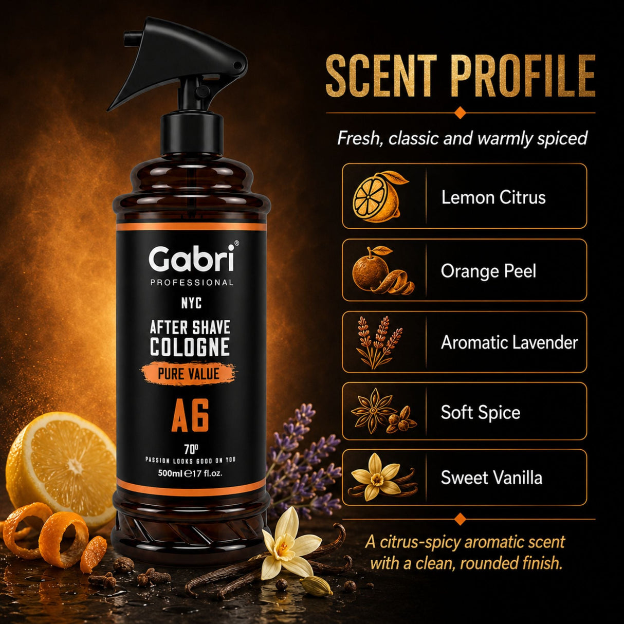 Gabri Professional - A6 After Shave Cologne Pure Value 500ml