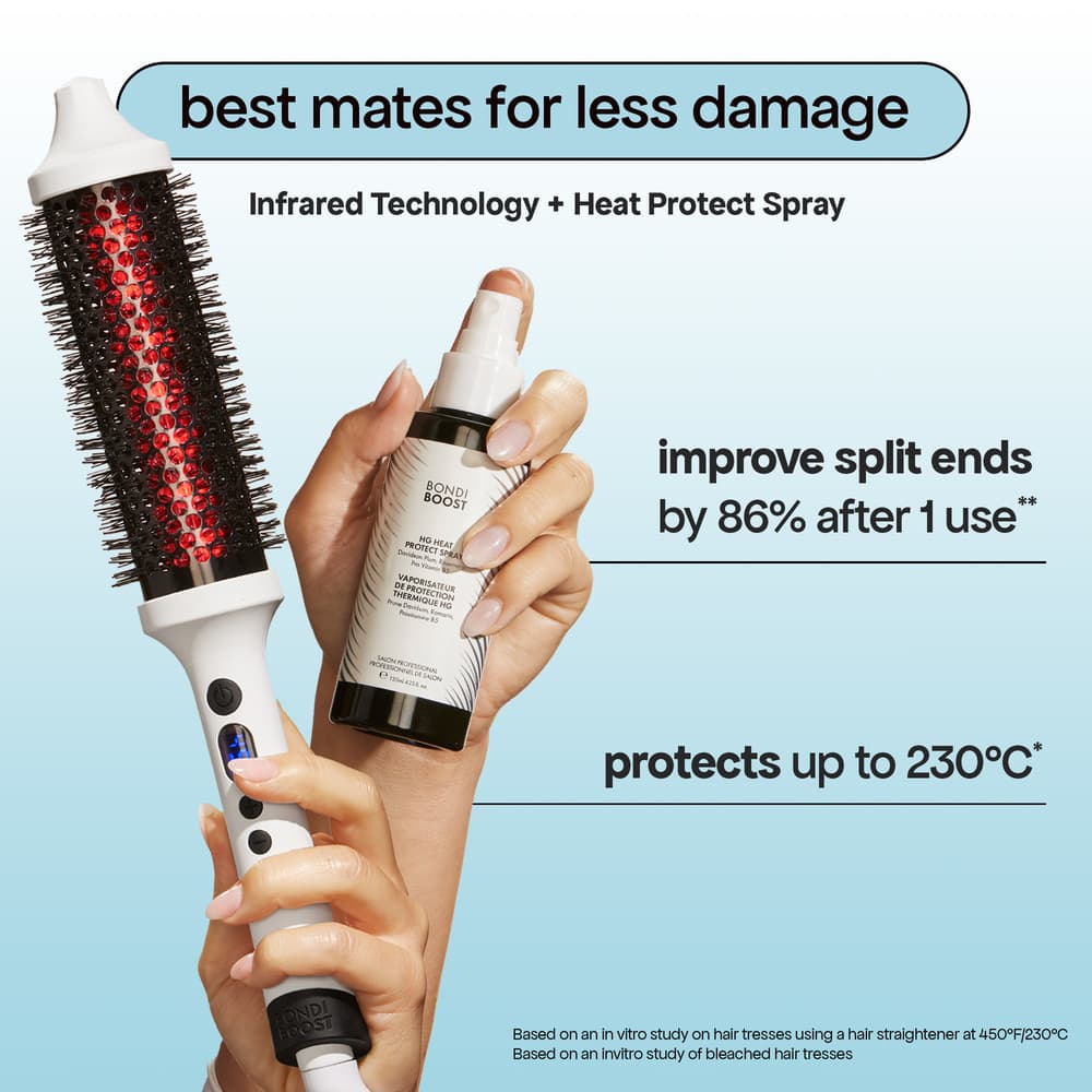 Bondi Boost Infrared Thermal Bounce Brush - Long Barrel & Heat Protectant Spray