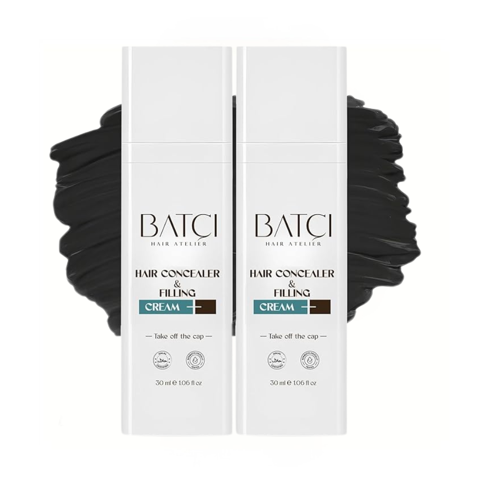 Two boxes of Batchi Hair Concealer & Filling Cream on a white background