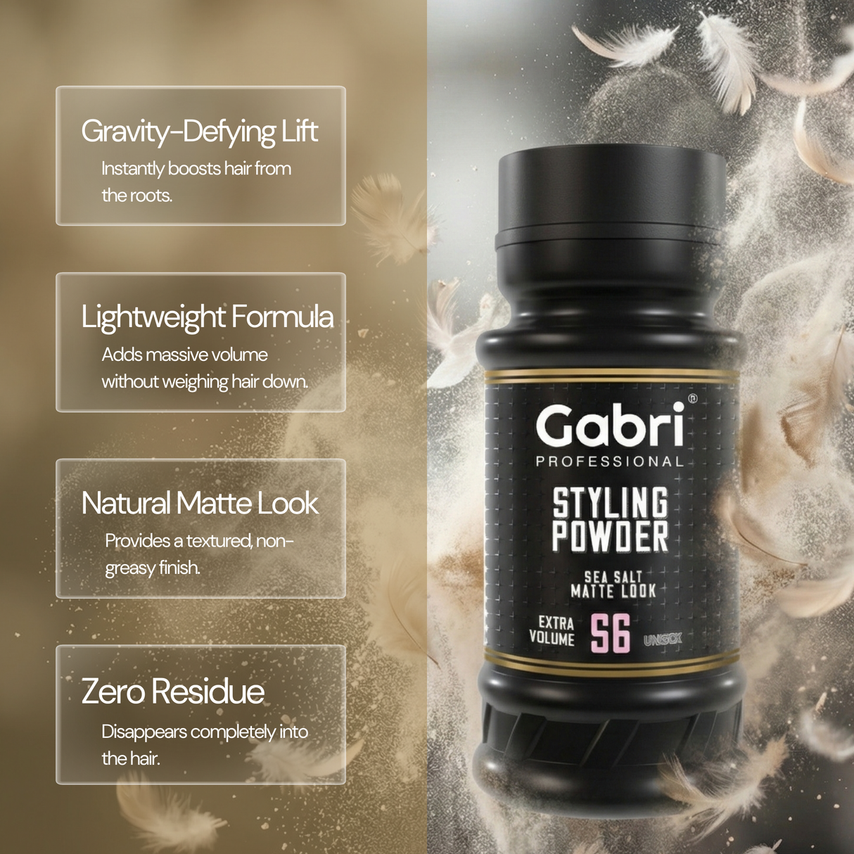 Gabri Professional - Hair Styling Powder Sea Salt Matte Look S6 Extra Volume 21g