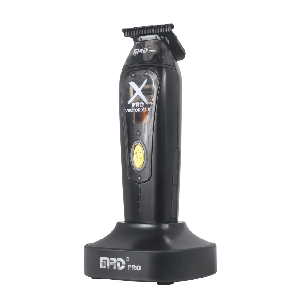 Black hair trimmer with 'MRD Pro' branding on a white background