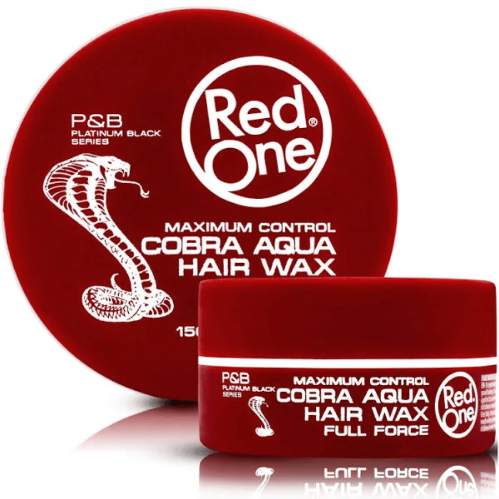 Red One Cobra Aqua Hair Wax containers on a white background