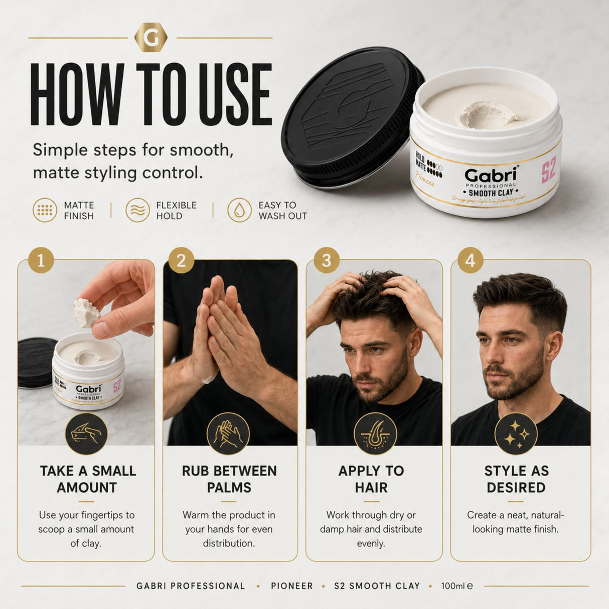 Gabri Professional - S2 Smooth Clay Pioneer Matte 100ml