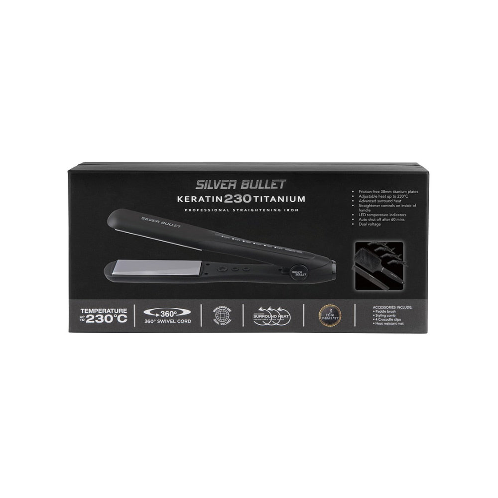 Silver Bullet Keratin 230 Titanium Wide Plate Hair Straightener | Barber Outlet