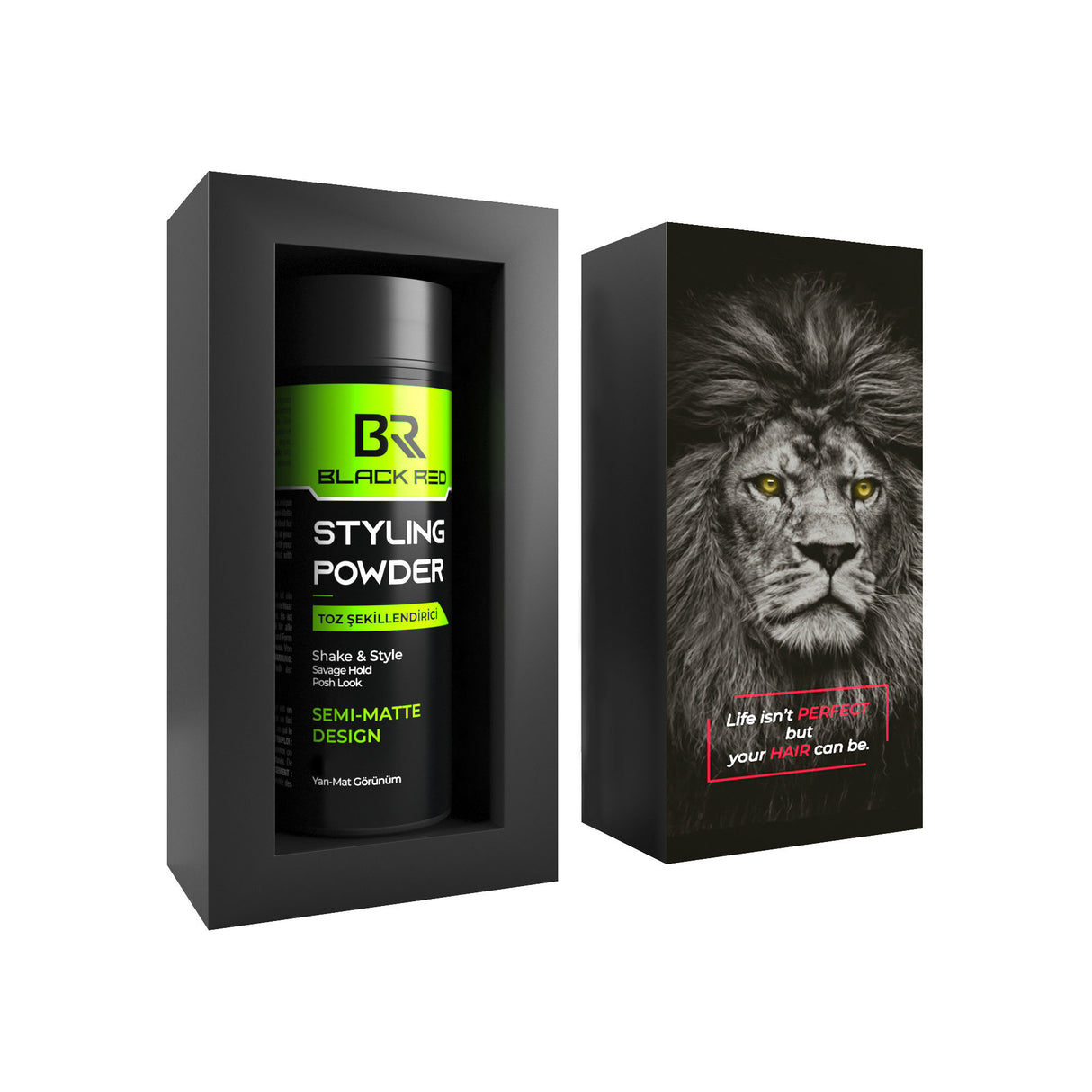 Black Red Texturising Hair Styling Powder Semi-Matte Look 20 gr