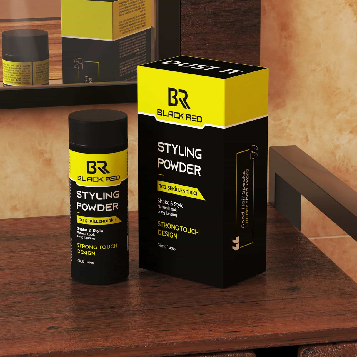 Black Red Texturising Hair Styling Powder Strong Touch 20gr | Barber Outlet