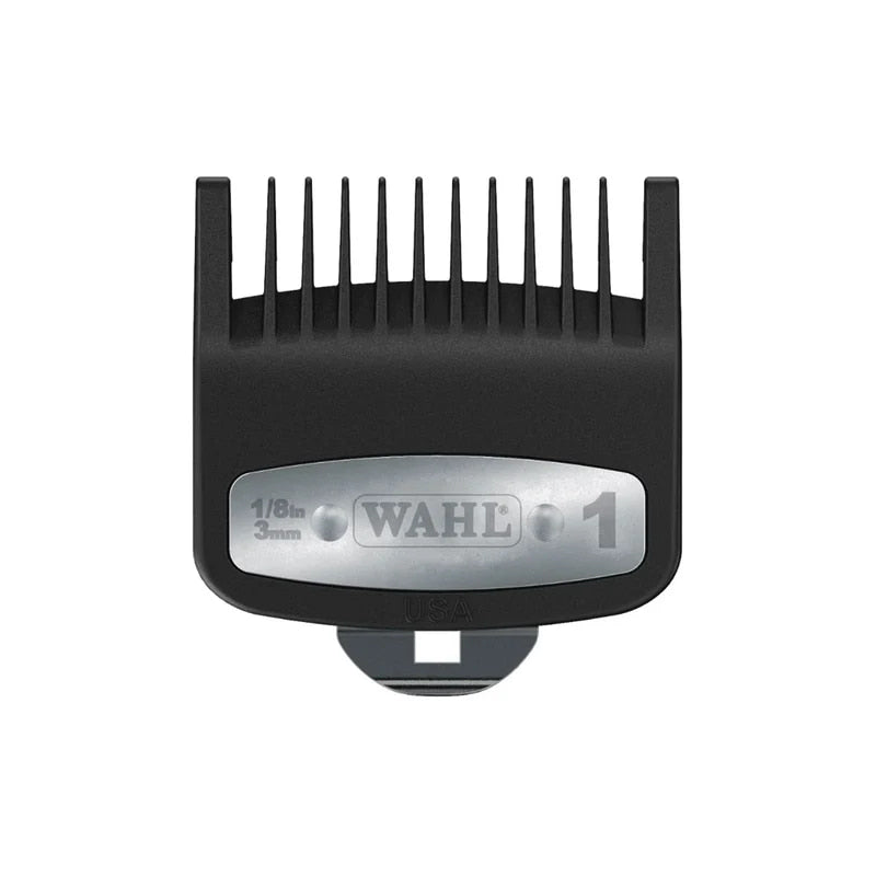 Black Wahl hair clipper comb on a white background