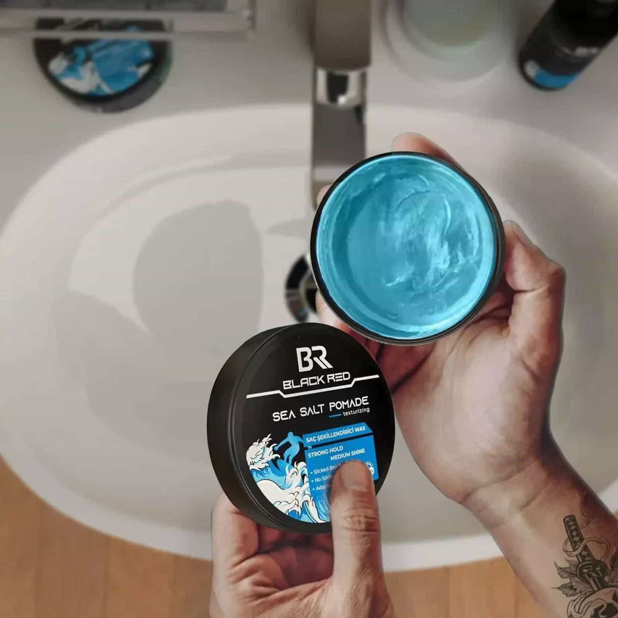 Black Red Hair Styling Texturising Sea Salt Pomade 120ml | Barber Outlet