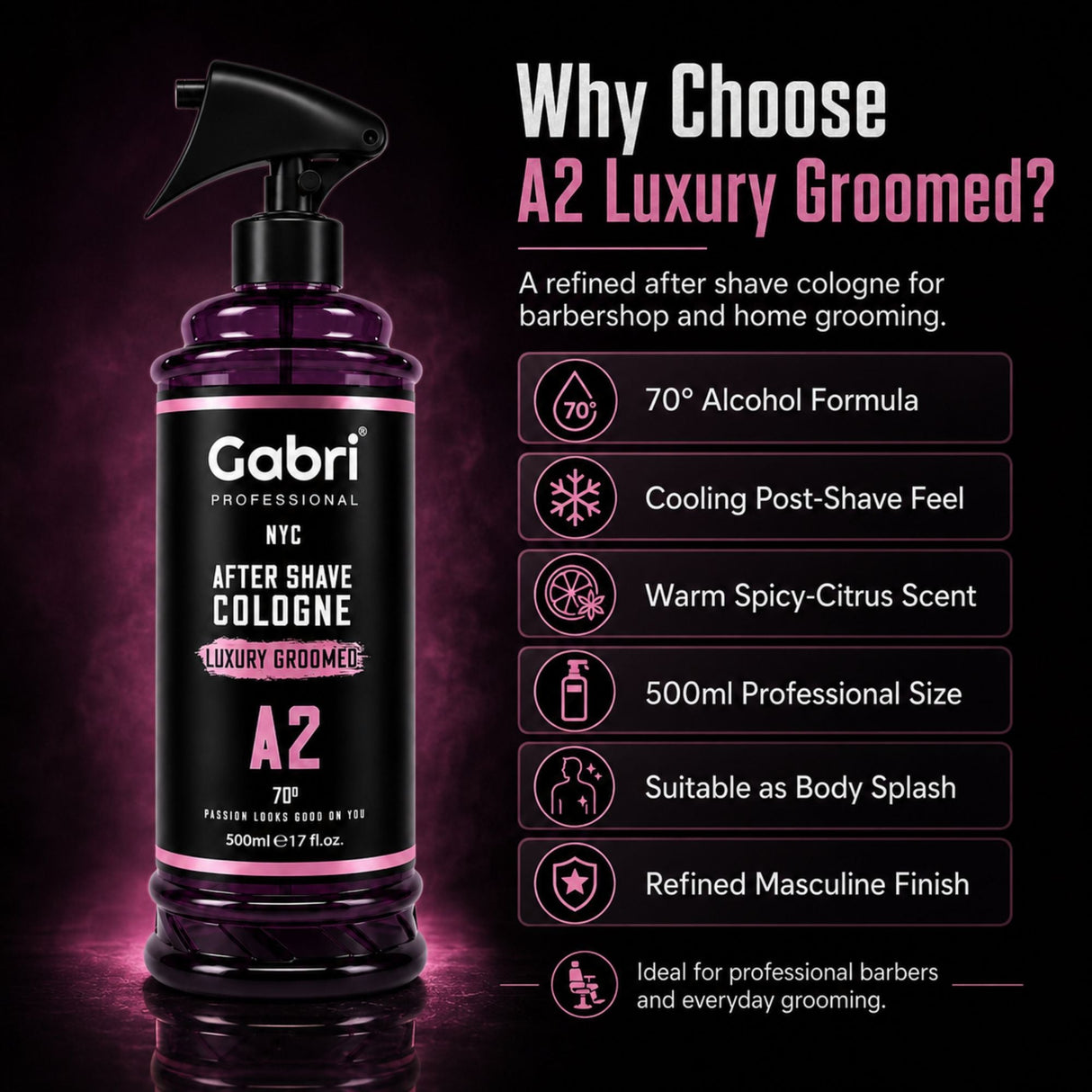 Gabri Professional - A2 After Shave Cologne Luxury Groomed 500ml