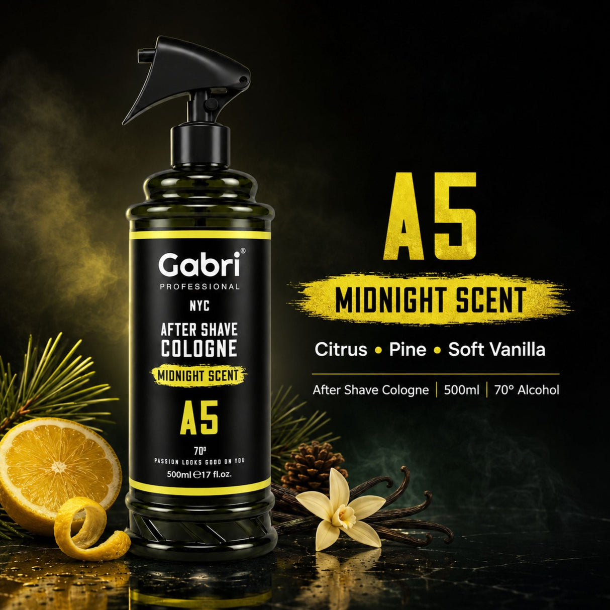 Gabri Professional - A5 After Shave Cologne Midnight Scent 500ml