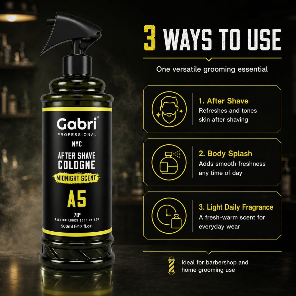 Gabri Professional - A5 After Shave Cologne Midnight Scent 500ml
