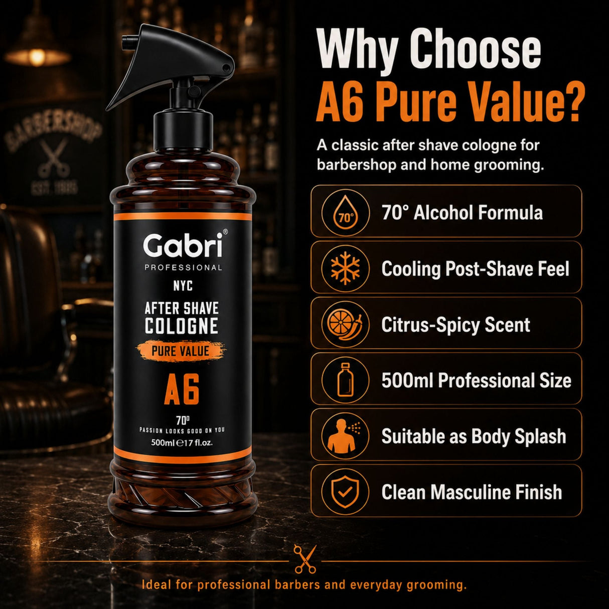 Gabri Professional - A6 After Shave Cologne Pure Value 500ml