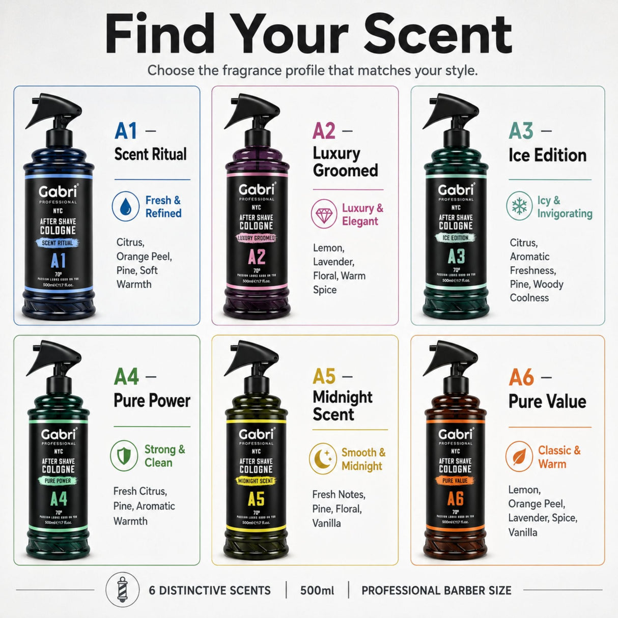 Gabri Professional - A6 After Shave Cologne Pure Value 500ml