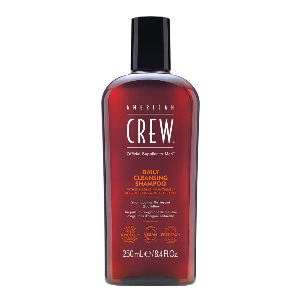 American Crew daily cleansing shampoo bottle on a white background