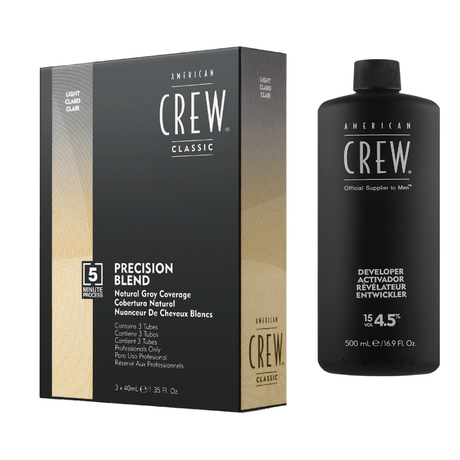 American Crew Precision Blend Light Hair Color 7-8 - 3x40ml with Developer 15VOL - Bundle | Barber Outlet