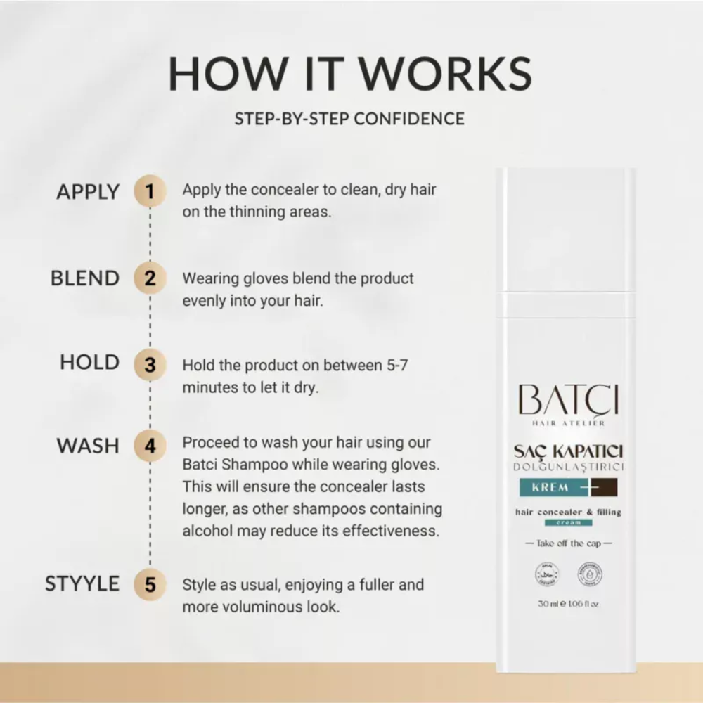 Batci Hair Concealer with Hair Care Shampoo - 500ml DUO