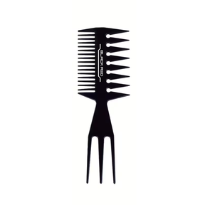 Black hair styling comb with spikes on a white background