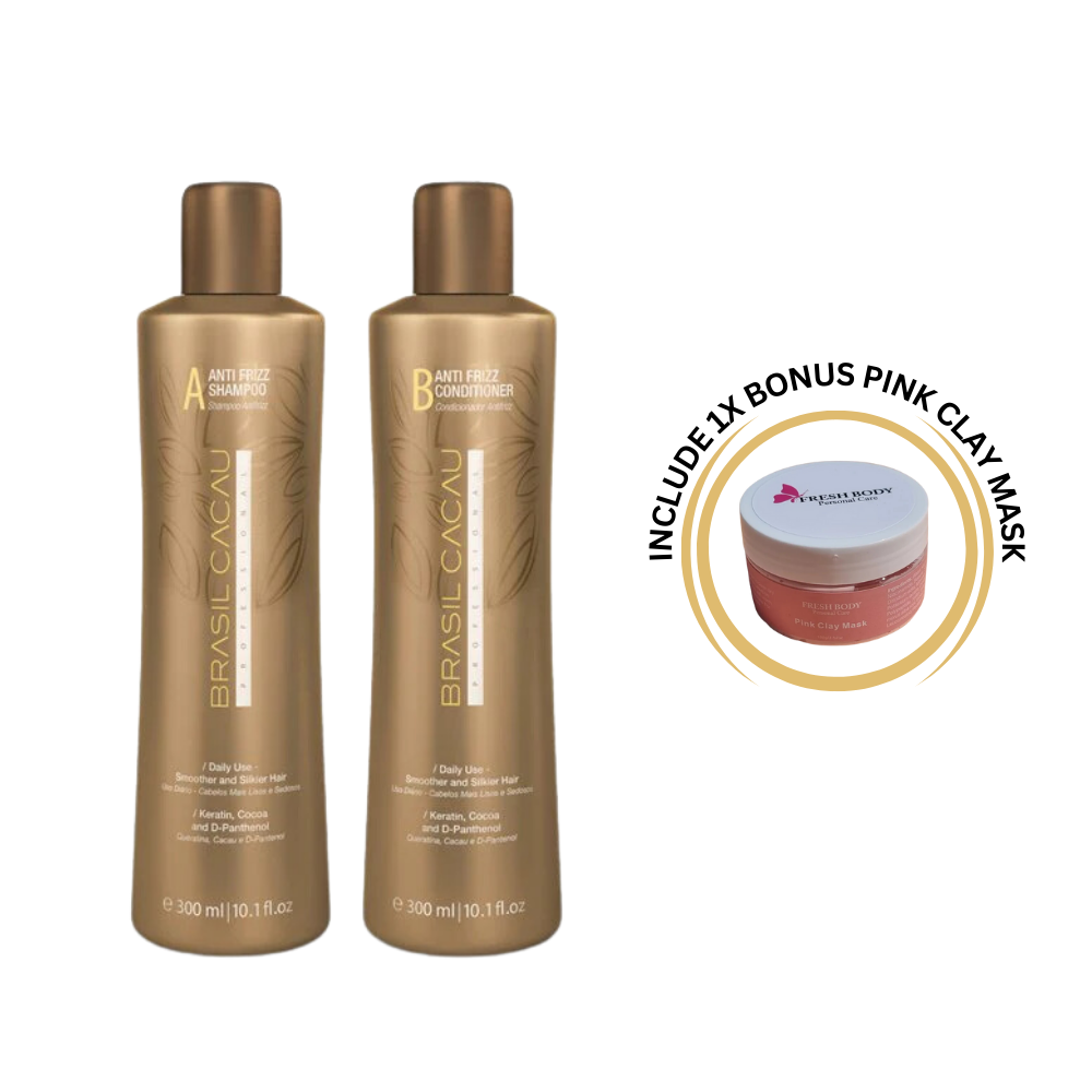 Brasil Cacau Smoothing Anti Frizz Shampoo And Conditioner Duo Pack - 300ml