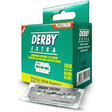 Derby Extra razor blade packaging with a double blade displayed in front