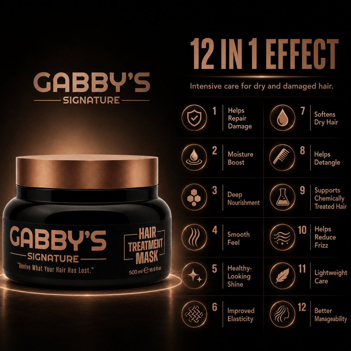 Gabby’s Signature - 12 in 1 Intensive Repair Hair Treatment Mask 500ml