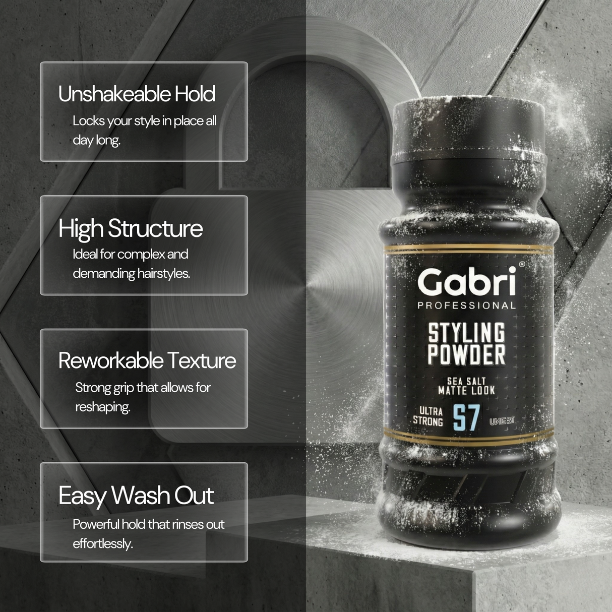 Gabri Professional -  Hair Styling Powder Sea Salt Matte Look S7 Ultra Strong 21g
