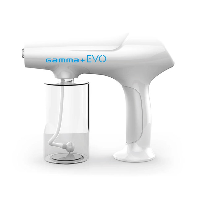 White handheld device with 'gamma+EVO' branding on a white background