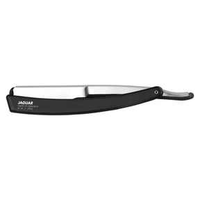 Black straight razor with 'Jaguar' branding on a white background
