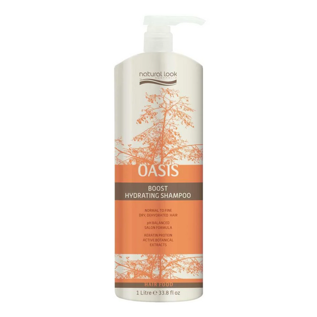 Oasis Boost Hydrating Shampoo bottle on a white background