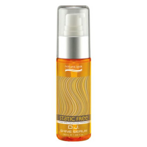 Bottle of D.J. Static Free Shine Serum on a white background