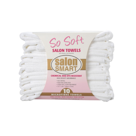 Salon Smart So Soft Microfibre Salon Towels - White, 10pk | Barber Outlet