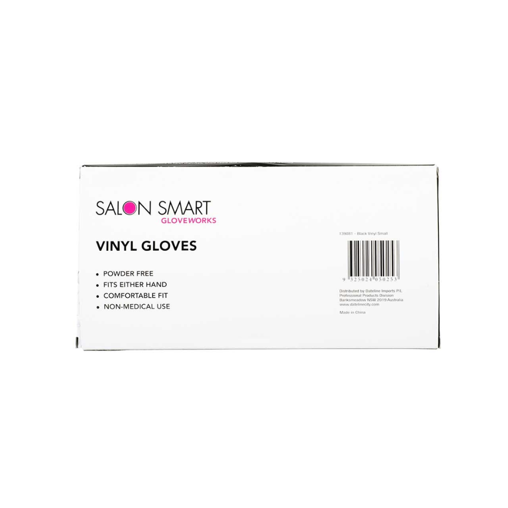 Salon Smart Vinyl Gloves Black Small 100pk