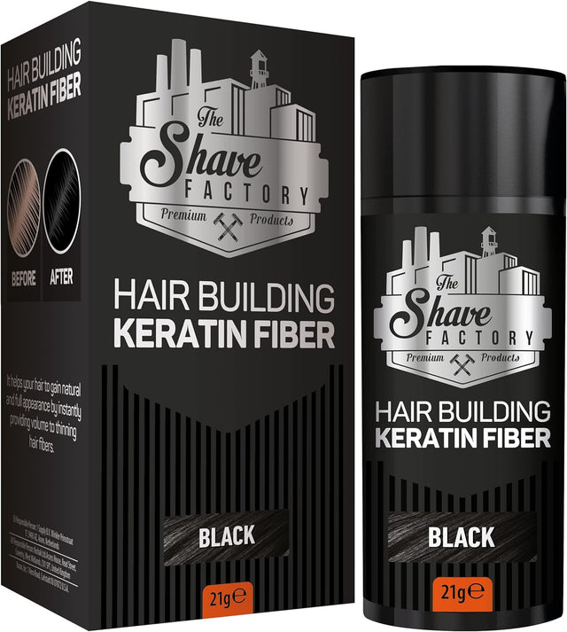 The Shave Factory Hair Building Keratin Fiber Black - 21g | Barber Outlet