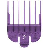 Purple Wahl hair clipper guide comb on a white background