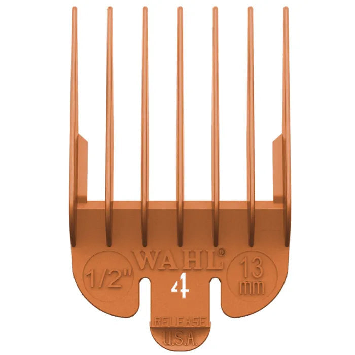 Brown hair clipper comb with 'Wahl' branding on a white background